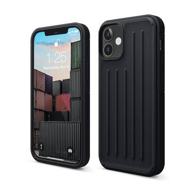 Elago Armor Case Compatible with iPhone 12 Mini (5.4")Solid & Detailed Design, Edge Stripe, Sturdy, Full Body Protection, Shock Absorbing, Supports Wireless Charging - Black