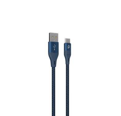 Porodo Braided USB-A to Type-C (3A 1.2m) - Blue