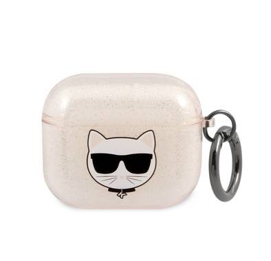 Karl Lagerfeld TPU Choupette Glitter Case for Apple Airpods 3 - Gold