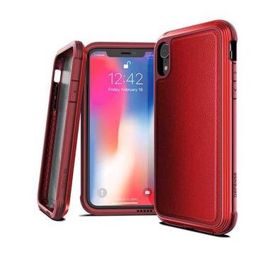 X-Doria Defense Lux Phone Case Compatible for iPhone Xr (6.1") Suitable with Wireless Charging - Red Leather
