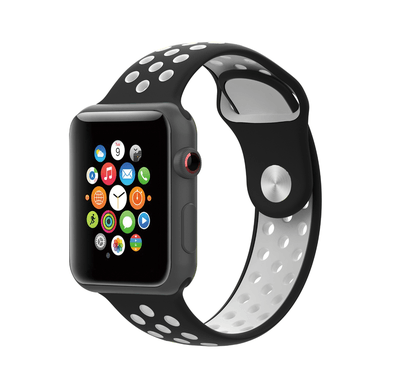 Porodo iGuard Sport Silicone Watch Band For Apple Watch 42/44/45mm - Black / White