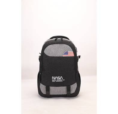 NASA Oxford Backpack, 300D Material, Embroidery Logo, Zipper, USB Charging Port - Black