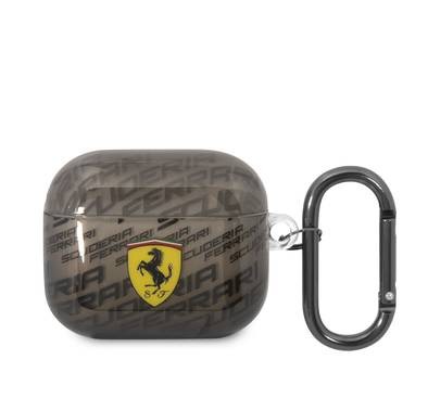 CG MOBILE Ferrari Case With Scuderia Ferrari Pattern Design compatible with Airpods 3 - Black