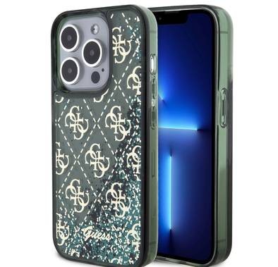 Guess Liquid Glitter Case with 4G Pattern - Green - iPhone 15 Pro Max