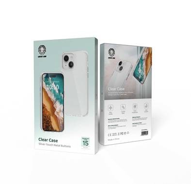 Green Lion iPhone 15 Plus For Clear Case with Metal Buttons - Clear