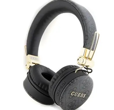 Guess Wireless Headphones 4G PU Leather with Metal Logo - Black